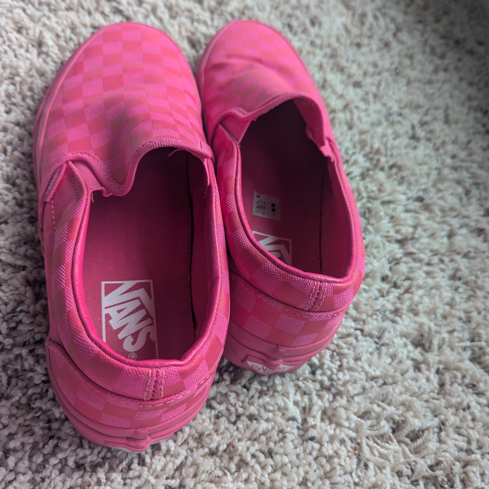 Vans Checkered Pink Slip-On Sneakers, Men's 7.5 (About A Women's 9) - Picture 3 of 4